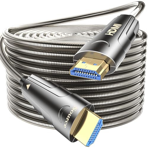 SMICEM 8K HDMI Glasfaserkabel70M,Stahlpanzerung Optisch HDMI 2.1 Kabel 48Gbps Ultra High Speed,In Wall CL3 Rated,AOC 8K@60Hz,4K@120Hz/144Hz Dynamic HDR eARC Dolby HDCP2.2 Kompatibel mit PS5,Xbox
