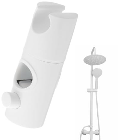 Shower Head Holder, 360° Rotation Sprayer Holder for Bathroom, Adjustable Riser Rail Slider for 24MM Shower Rods, Anti-Slip & Angle Lock Sprayer Bracket