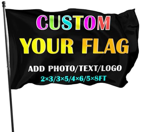 Personalisierte Flagge Selbst Gestalten, Einseitiger Druck Beidseitiger Druck Eigenes Logo/Bild/Wörter, für Garten im Freien, Dekoration, Camping(Ohne Fahnenmast) (Einseitiger Druck,2 * 3ft)