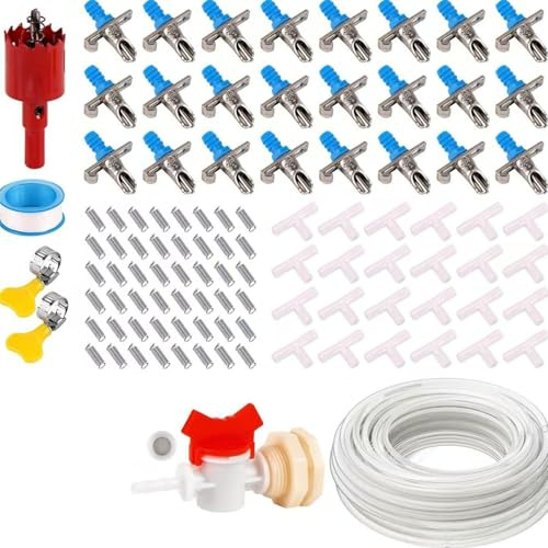 Conigli Gabbia Distributore di Acqua Piccolo Animale Abbeveratoio Kit Con 6/12/24pcs Capezzoli In Metallo Bevitori Per Piccoli Animali Che Bevono Capezzoli