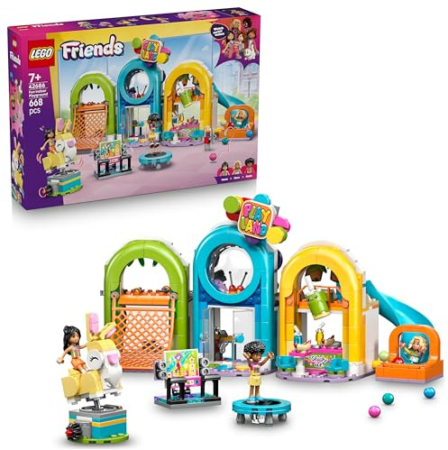 LEGO Friends Parco Giochi al Coperto - Gioco Creativo con Scivolo, Piscina di Palline, Giostra, Snack Bar, 3 Mini Bamboline e Accessori - Regalo di Compleanno per Bambine da 7 Anni in su - 42686