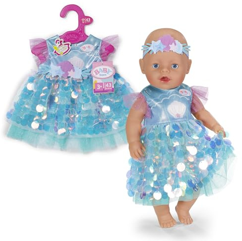 BABY born Meerjungfrauen-Kleid für 43 cm Puppen mit Pailletten | Paillettenkleid, Haarband, passend für 43 cm Puppen