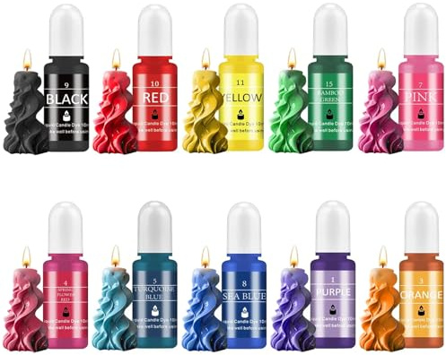 Barlone Kerzenfarben - 10 Farben Hochkonzentrierte Flüssige Kerzenfarbe für Kerzenherstellung, DIY Kerzen Gießen - Mischbar für Sojawachs, Bienenwachs, Paraffinwachs - Mit Tropfflasche je 10ml