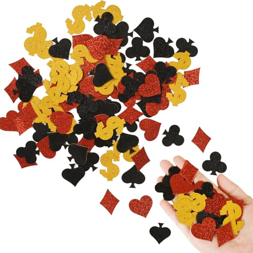 100 Stück Casino Deko Poker Konfetti,Las Vegas Deko,Tisch Casino-Dekoration,Casin Thema Dekoration,Bar Ideale Party Pokertischplatte Spielkarten Confetti,für Las&Royal Game Night Supplies Streudeko