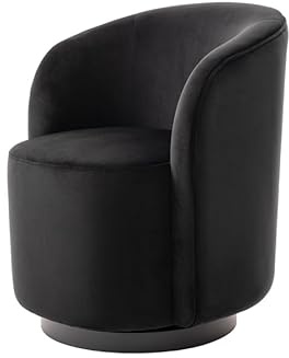 MY Furniture West End Swivel Dining Chair - Black- Black Base - the ultimate luxurious dining or dressing table chair in taupe velvet fabric - 360 degrees swivel - designer elegant chair