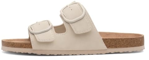 Lilley Womens Cream Double Buckle Mule Sandal - Size 6 UK - Off-White
