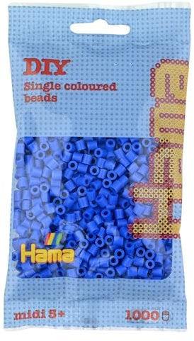Hama Perlen 207-09 Bügelperlen Beutel mit ca. 1.000 Midi Bastelperlen mit Durchmesser 5 mm in Hellblau, kreativer Bastelspaß für Groß und Klein, Light blue