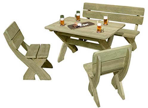 Gartenpirat Gartenbank mit Picknicktisch und 2 Stühlen aus Holz