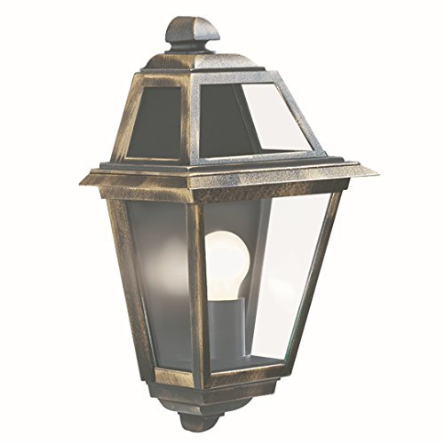 Licht-Erlebnisse Klassische Wandleuchte Schiffsleuchte schwarz-gold E27 max. 60W, LED geeignet Außenwandleuchte Schiffslampe Wandlampe Wandleuchte