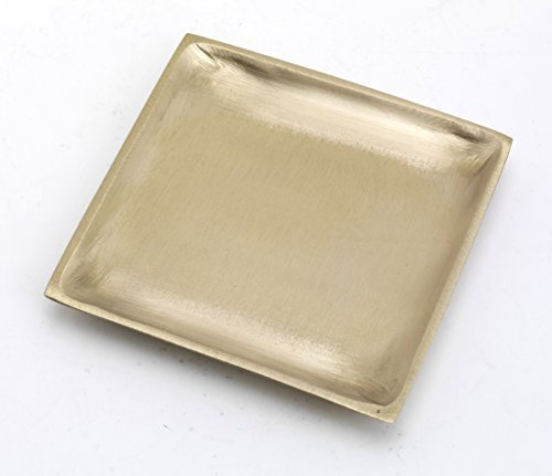 Kerzenteller Quadrat Messing matt satiniert 8 x 8 cm für Kerzen, Dekoteller