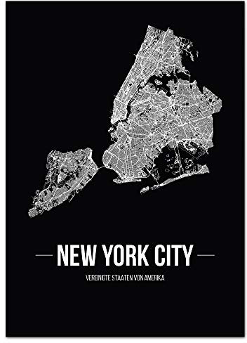 JUNIWORDS Stadtposter - Wähle Deine Stadt - New York City - 21 x 30 cm Poster - Schrift B - Schwarz