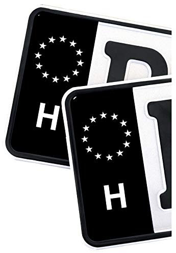 Finest Folia 2 x Kennzeichen Sticker passgenau für EU Feld 11x5cm Design Aufkleber für Nummernschild Folie KFZ Schwarz oder mit Fahne waschstraßenfest R059 (26 Ungarn, Classic)