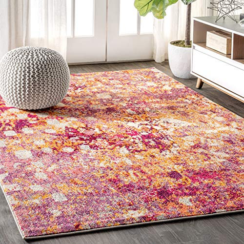 JONATHAN Y Moderner Teppich mit abstraktem Design, 91 x 152 cm, Pink/Orange