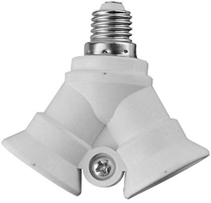 happyhouse Adaptateur de support d'ampoule 009 de qualité supérieure, support de douille d'ampoule professionnel, répartiteur 2 en 1 E27 vers 2 ampoules LED E14 Blanc