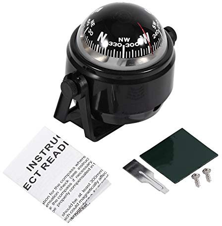 Compas de Voiture Boussole électronique Marine Polyvalente Compas Marine pour Bateau Caravane(Noir)