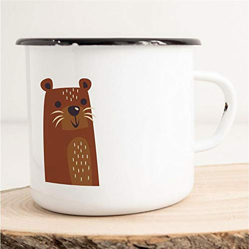 Huuraa Emaille Tasse Otter Geschenk Kaffeebecher Vintage 300ml Otter Geschenkidee