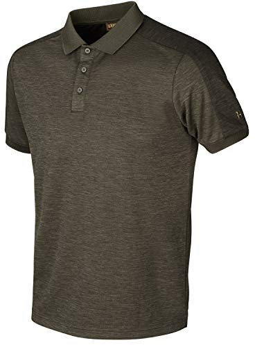 Härkila Tech Poloshirt - Leichtes und dehnbares Polo Shirt für Herren Jagd mit Polygiene® Behandlung - Antibakterielles Sport Shirt Grün für Jäger und Sport , Größe:XL, Farbe:Braun