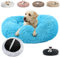 JRUI Warme Hundebett Flauschig Hundekissen Rund Katzenbett Katzenkissen Waschbar Plüsch Kuschelbett Kissen Donut Hundesofa Hundekörbchen für Mittelgroße und Große Hunde- Blau Ø 60 cm