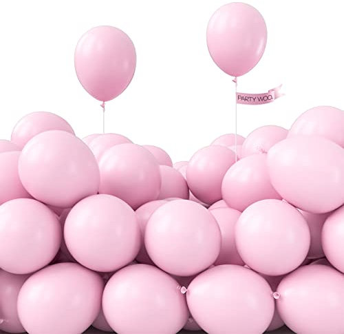 PartyWoo Luftballons Rosa, 120 Stück 5 Zoll Luftballons Klein, Latex Luftballons, Luftballons Matt, Latexballons, Luftballons für Geburtstagsdeko, Babyparty, Hochzeitsdeko, Taufe Deko, Partydeko