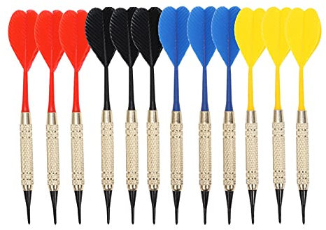 Queiting Dart Pfeile 12 Stück Gramm Steeldarts Set Profi Dart Dartpfeil Set mit Austauschen 100 Kunststoff Dartspitzen Softdarts Dartpfeil Soft Dartpfeile Set für Elektronische Dartscheibe