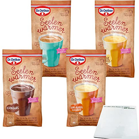usy Bundle für Dr. Oetker Seelenwärmer Pudding Sorten-Mix (4x Beutel à 58-59g) + usy Block