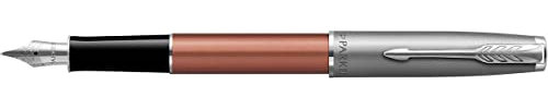PARKER Sonnet Essentiel fountain pen, Orange, Chrome trims, Fine nib, Black ink cartridge, Gift boxed