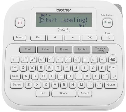 Brother P-Touch PTD220 Etikettendrucker für Zuhause/Büro | Druckt TZE-Etikettenbänder bis zu ~ 1,27 cm