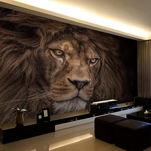Kuletkear Lion Wallpaper Animal 3D Wall Mural Retro Removable Wallpaper Wall Decor Photo Print Picture Image Design Home for Teens Boys Girls Bedroom Living Room Murals 826x589cm