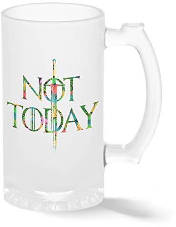 Not Today Game Of Thrones Arya Stark Flowers Bière transparente Tasse Stein 0.5L
