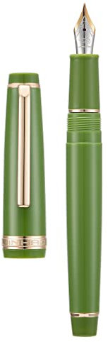 Jinhao 82 Avocado Green Acrylic Fountain Pen, Iridium Medium Nib Classic Design Smooth Writing Pen with Ink Converter (Gold Trim)