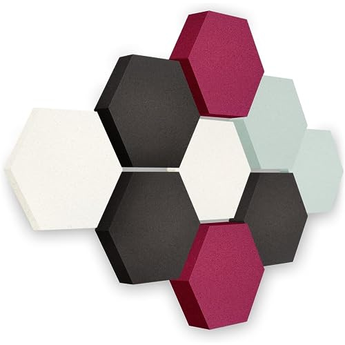 platino24 Akustikpaneele 9 Elemente Edition LOFT 3D I Ø 300mm Akustikplatten Schalldämmung Wand & Decke I Akustikschaum Schall-Absorber aus Basotect 30-70mm mit farbiger Akustikbeschichtung