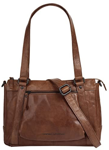 Spikes & Sparrow Handtasche Echt Leder Damen Elegante Shopper | Henkeltasche mit Außenfach | Citybag mit Schulterriemen 021727