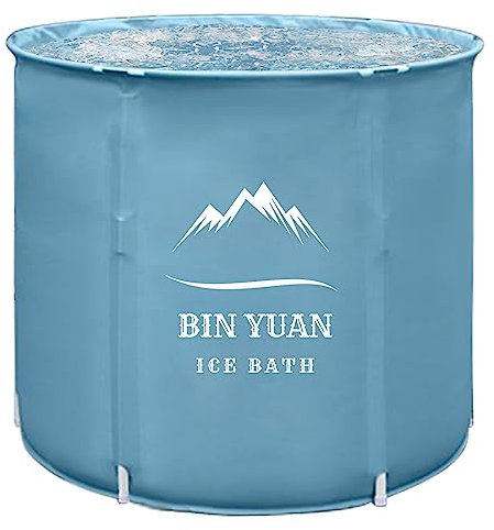 Faltbare Portable Badewanne Erwachsene 75x68cm Tragbare klappbare Spa Eisbad Kleine Mobile Badewanne Temperaturerhaltung Bathtub für Heißes Bad Badesalz (Mirror Hellblau-∅70x68cm)