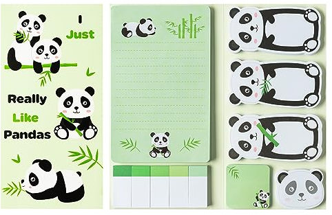 550 Blätter Panda Haftnotizen Set Panda Shaped Paper Clips Neuheit Selbstklebende Haftnotizen Schreiben Memo Pads für Kinder Home Office Schulbedarf Seite Marker Geschenk für Lehrer Schüler