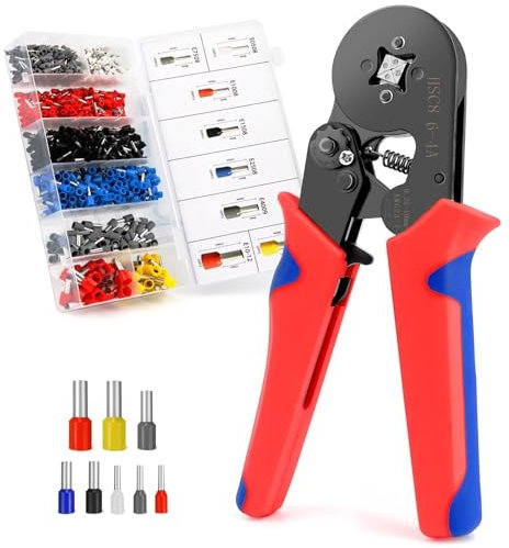 VFANDV Pinza Crimpatrice Capicorda, Capicorda Isolati a Crimpare, Pinza Puntalini Filo Autoregolanti per Elettricista, Pinza Crimpatrice per 0.25-10 mm² Terminale Isolato Capicorda Terminali (1200)