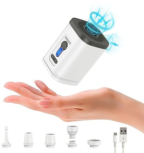 Electric Air Pump for Inflatables, Portable Mini Air Pumps for Paddling Pool, Rechargeable Battery Pump for Blow Up Pool Floats, Rafts, Airbed, Air Mattress, Vacuum Bags, Yoga Ball, Pool Toys, Travel