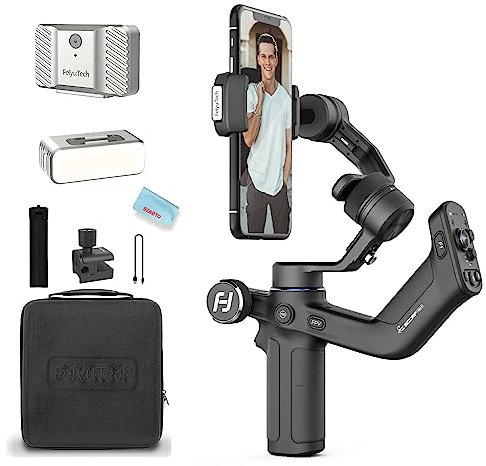 Feiyu SCORP Mini P Kit, Gimbal Stabilizer for Smartphone, AI Tracking Phone Gimbal, w/PD Fast Charge & Multifunction knob, Max Payload 1.15 lb, Gimbal for iPhone 14 Pro Max & Android, YouTube TikTok