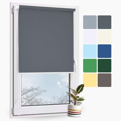 Rollmayer Klemmfix Rollo ohne Bohren Classic Graphit B40 x H220cm | Seitenzugrollo Sichtschutz Lichtschutz Sonnenschutz für Fenster und Tür Rollo Innen