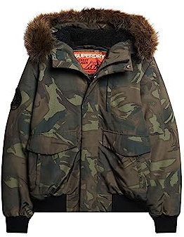 Superdry Herren Everest Hooded Puffer Bomber Jacke, Camo, Small