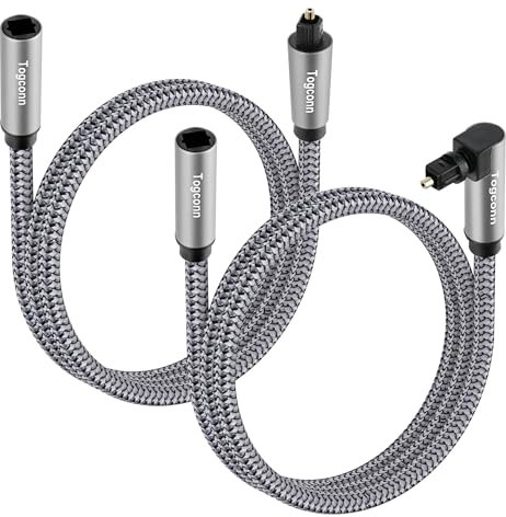 Togconn Optical Extension Cable Toslink Audio Coupler Cable 4 Feet 2Pk