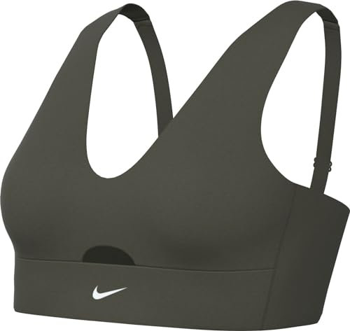 Nike Damen Df Indy Plunge Cutout Sport-BH, Cargo Khaki/White, XL EU