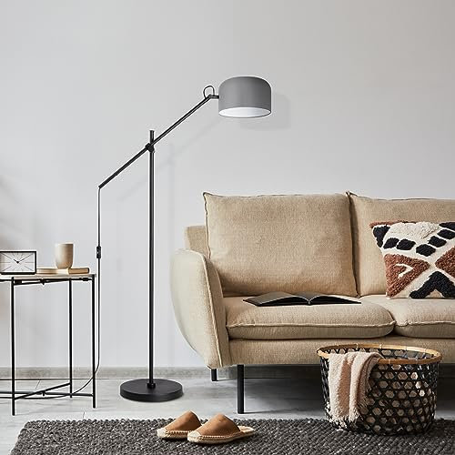 Paco Home Pendelleuchte Stehleuchte Hängelampe Deckenleuchte Deko Wohnzimmer Leselampe Büro Innen Modern Stylisch E27, Farbe:Schwarz, Leuchtenart/Farbe:Stehleuchte - Grau