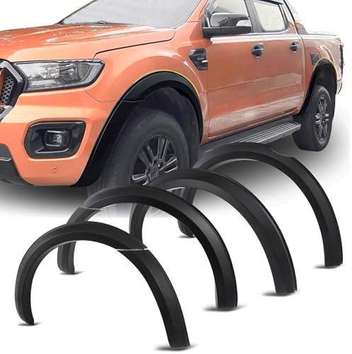 JHCHAN Fender Flares Kotflügelverbreiterung für Ford Ranger 2015-2022 T7 T8 Wildtrak Raptor Limited, Extra Breit 4 ABS Radkastenverlängerung und Schmutzfänger Schwarz matt (2015-2022 Ohne PDC)