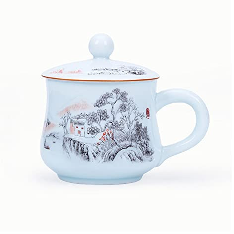 ROLTIN Tazze da caffè Tazza da tè, Tazza da latte Tazza da caffè grande con manico Tazza da caffè gigante in ceramica da 15,8 once Tazza da caffè grande, Tazza in ceramica con coperchi