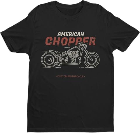 Galaxy Tees Mens Biker T Shirt American Chopper Custom Motorcycle Classic Vintage Motorbike Gift Short Sleeved Black 6XL