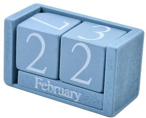 Yogayet Holzblockkalender, ewiger Kalender, Schreibtisch-Datumsanzeige, Bürodekoration für Schreibtisch, Stehkalender