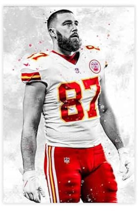 SONAXO Travis Kelce Leinwand-Poster, Wandkunst, Dekordruck, Bild, Gemälde für Wohnzimmer, Schlafzimmer, Dekoration, ungerahmt: 30 x 45 cm