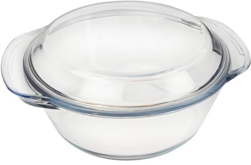 Small Glass Casserole Dish With Lid, 1.5L Microwavable Bowl, Easy Grab Baking Dish - Oven Safe