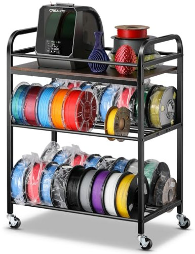 3D-Drucker-Filament-Aufbewahrungsregal – Rollspulenhalter mit Rollen, robustes Metallregal für PLA/ABS/TPU/Nylon, organisiert für 3D-Druckstudio, Bürowerkstatt (braun)