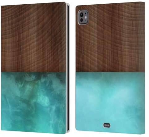 Head Case Designs Offizielle Alyn Spiller Blockieren Holz Und Harz Leder Brieftaschen Handyhülle Hülle Huelle kompatibel mit Apple iPad Pro 11 M4 2024